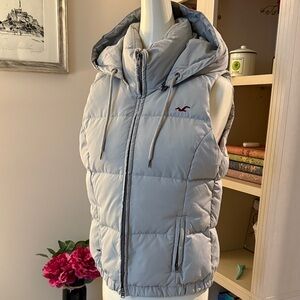Hollister Gray Hooded Puffer Vest